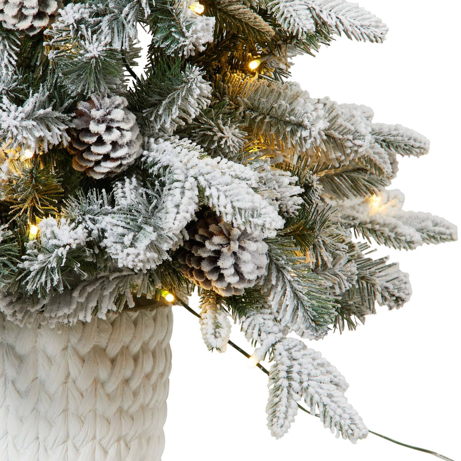 4ft Flocked Potted Pre-lit Tree Image 4