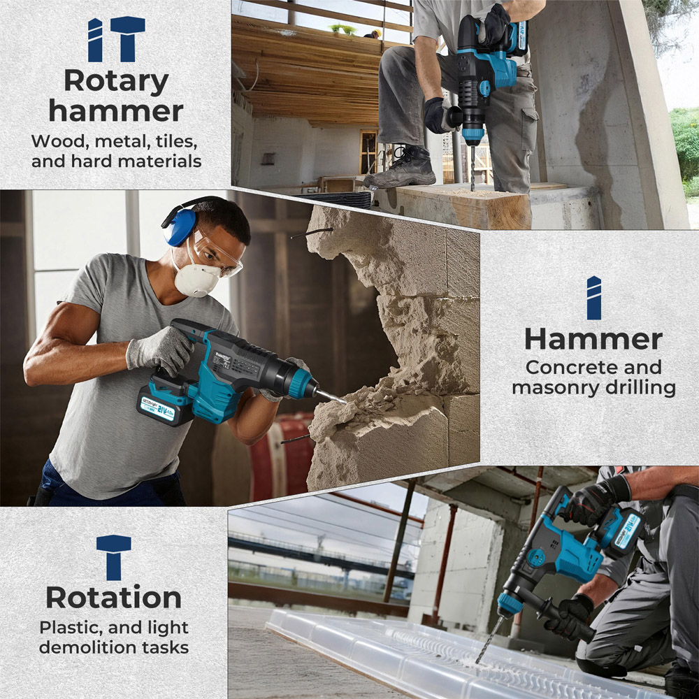 Traderight HW0302-UK SDS Plus Cordless Rotary Hammer Drill 21V Image 5