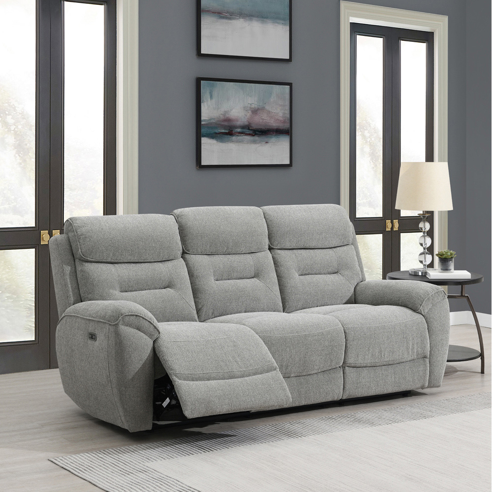 Ardee 3 Seater Light Grey Power Recliner Sofa Image 5