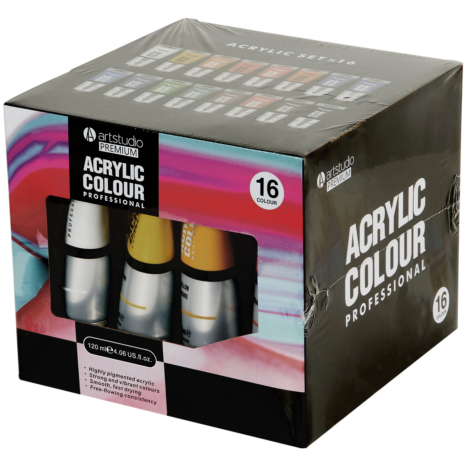 Art Studio Multicolour Professional Acrylic Colour 16 Pack Image 4