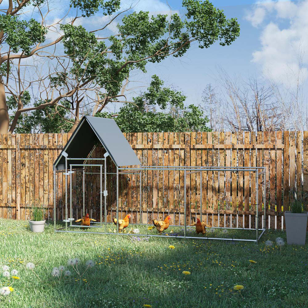 PawHut Walk In Chicken Run Large Outdoor Chicken Cage Coop w/ Cover 3 x 1 x 1.7m Image 2