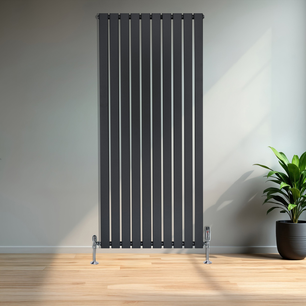 MonsterShop 5352 BTU Anthracite Grey Flat Single Column Radiator 1600 x 700mm Image 2