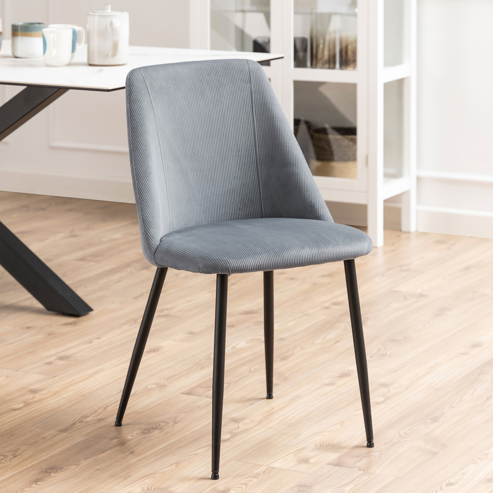Furniture To Go Ines Corduroy Grey Dining Chair Set of 4 Image 9