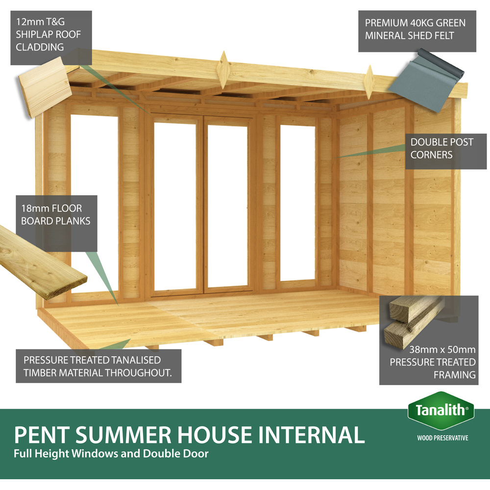 DIY Sheds 18 x 8ft Tongue and Groove Timber Pent Summerhouse Image 5
