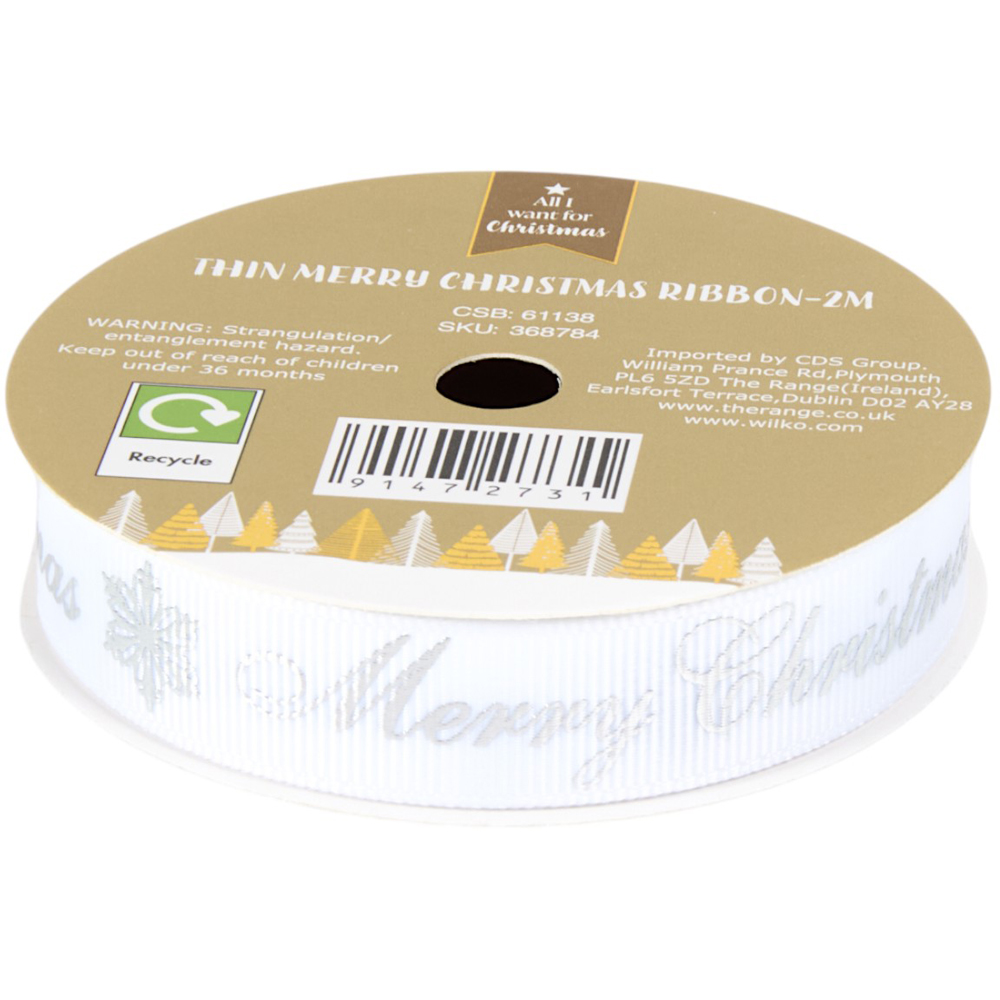 Thin Merry Christmas Ribbon Image 4