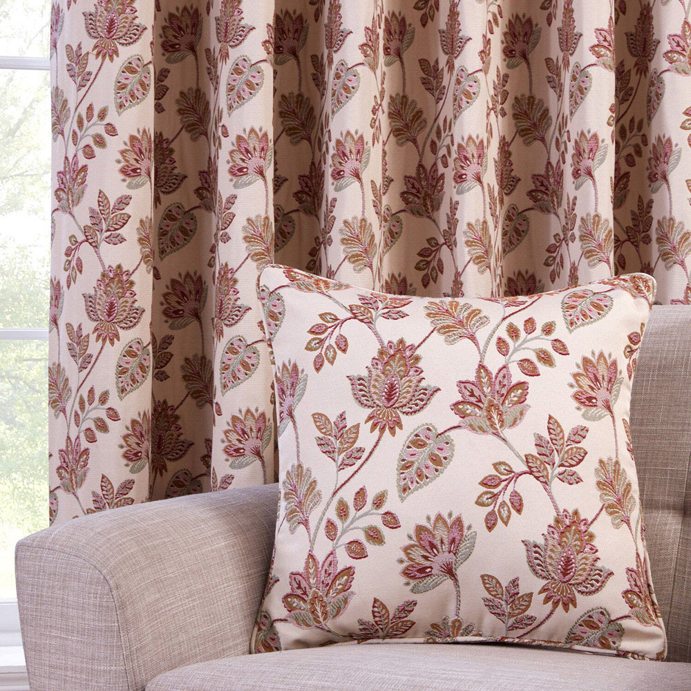 Regency Floral Jacquard Curtain Pink 229cm Image 4
