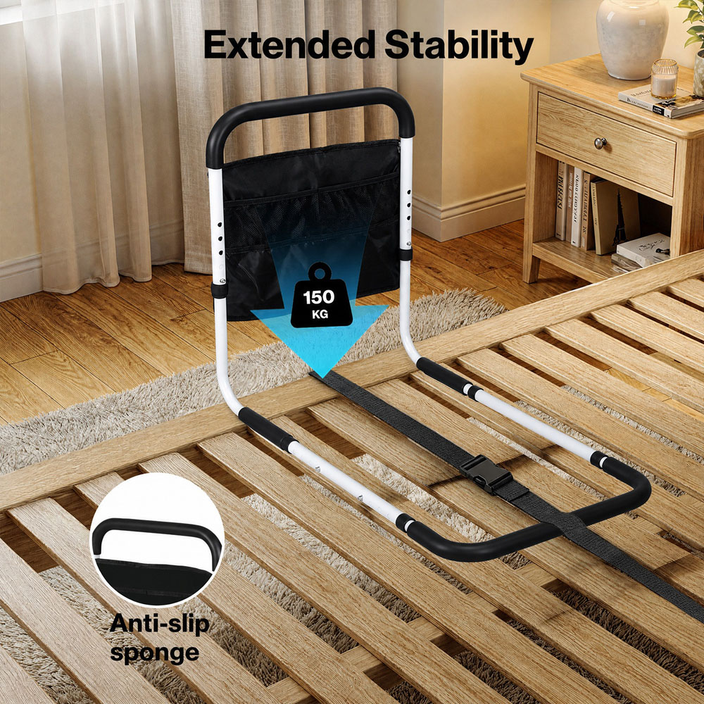 Levede Adjustable Height Safety Assist Bed Rail with Storage Pocket Image 5