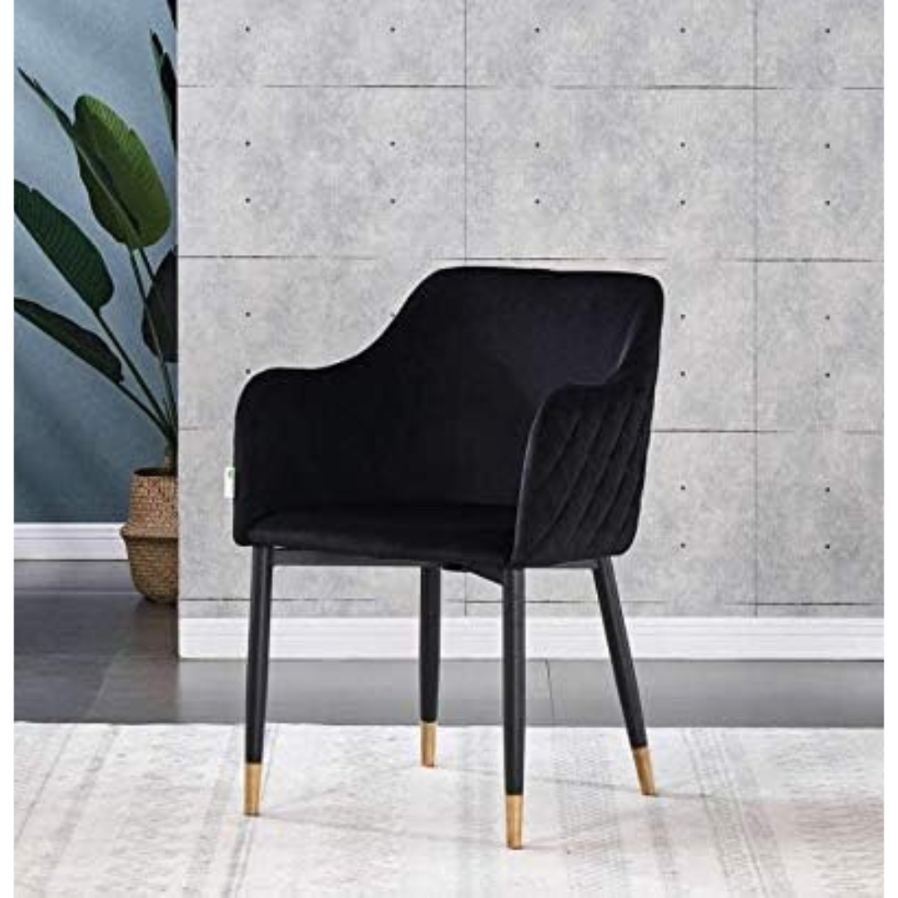 Life Interiors Verona Black and Gold Velvet Upholstered Dining Chair Image 3
