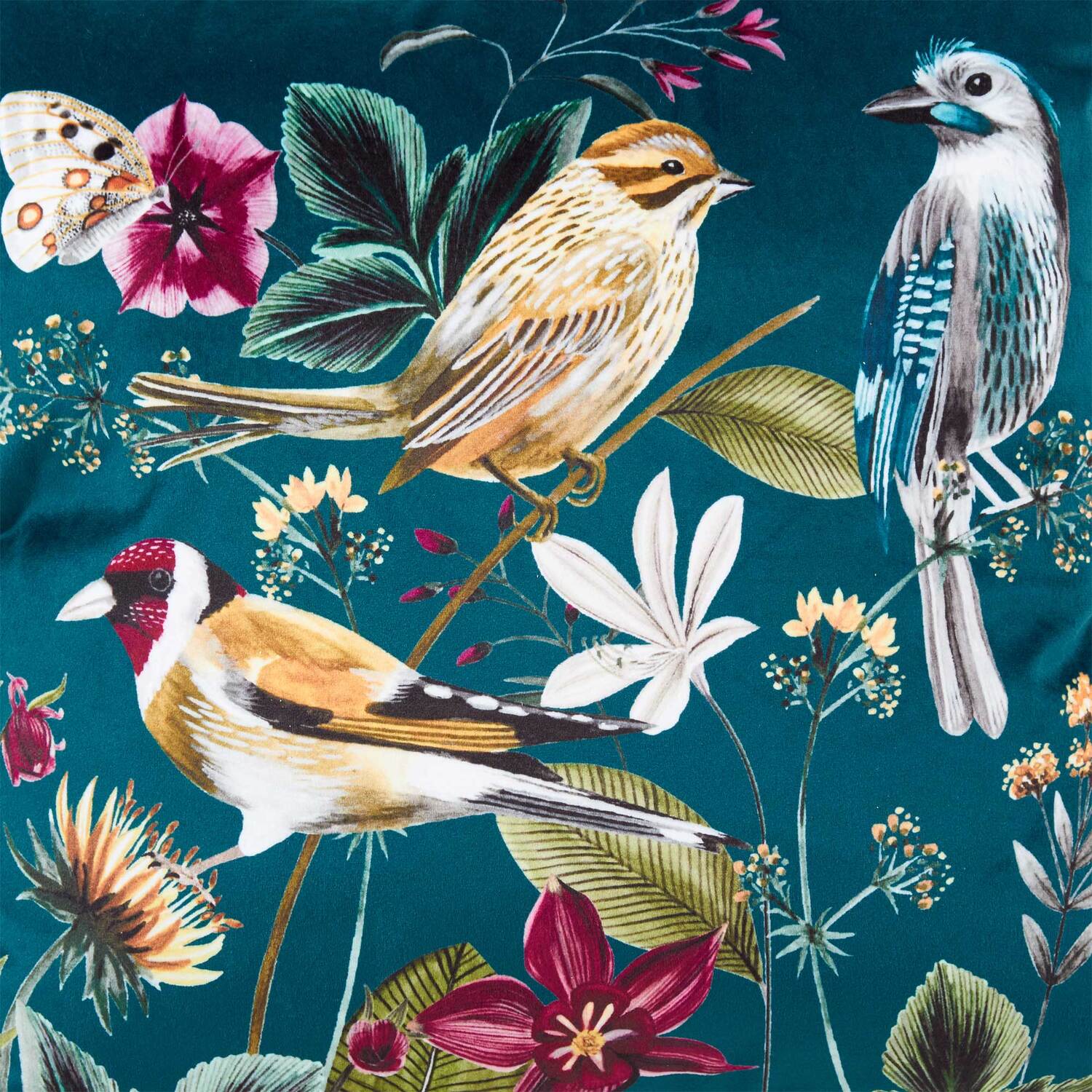 Midnight Garden Bird Cushion - Blue Image 2