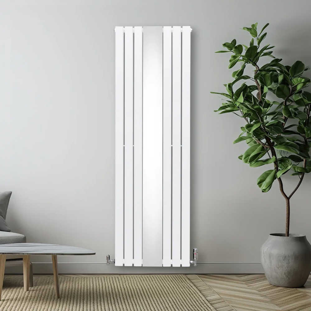 Monster Shop 8092BTU White Flat Panel Mirror Radiator with Valves 1800 x 565mm Image 2