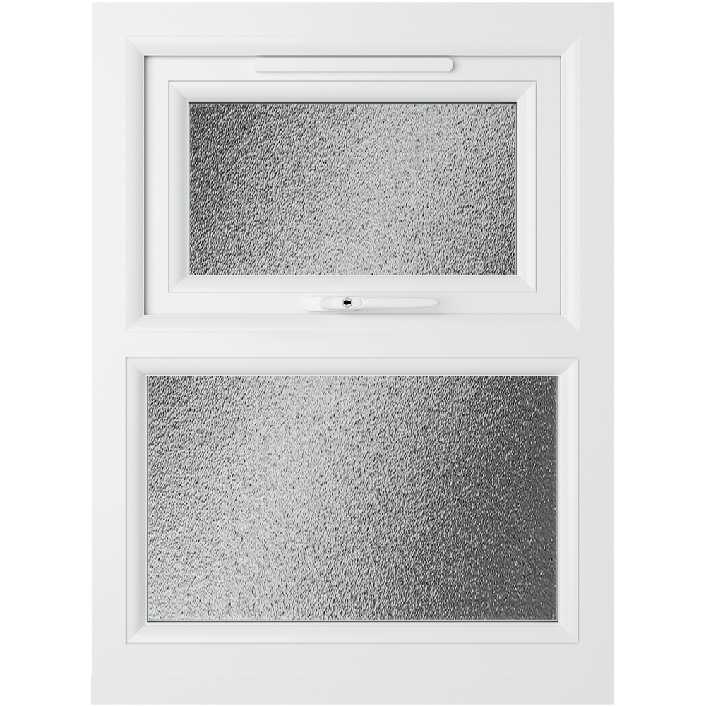 Crystal Top Hung Over Fixed Light White Obscure Glass uPVC Triple Glazed Window 965 x 610mm Image 2