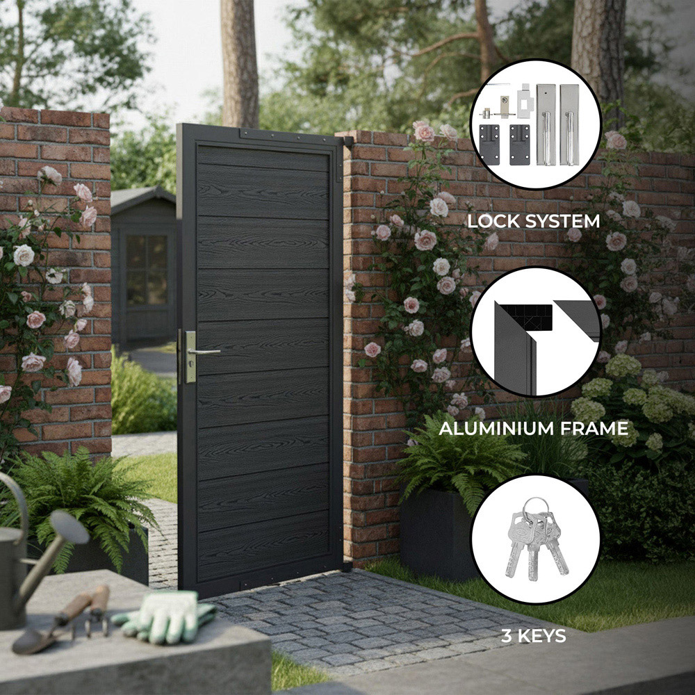 MonsterShop 6 x 3ft Grey Composite Panel Gate Image 5