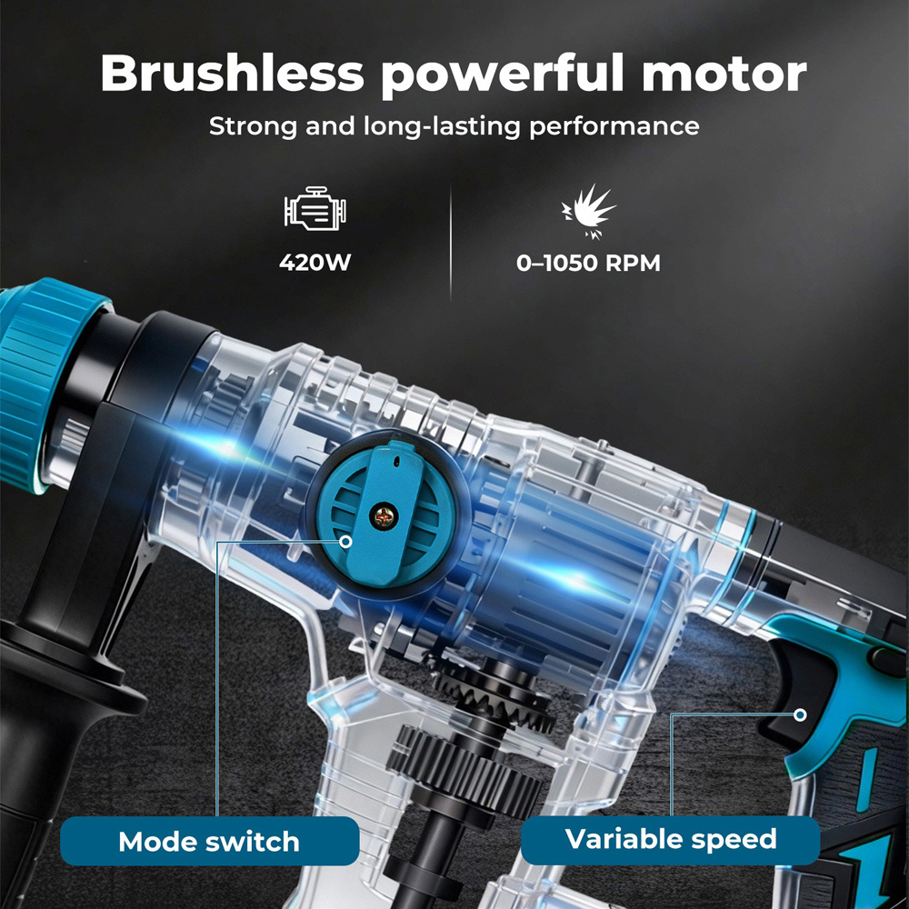 Traderight HW0302-UK SDS Plus Cordless Rotary Hammer Drill 21V Image 6