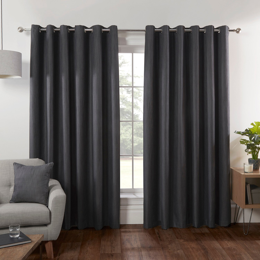 Divante Hoxton Charcoal Blackout Eyelet Curtain 168 x 137cm Image 6