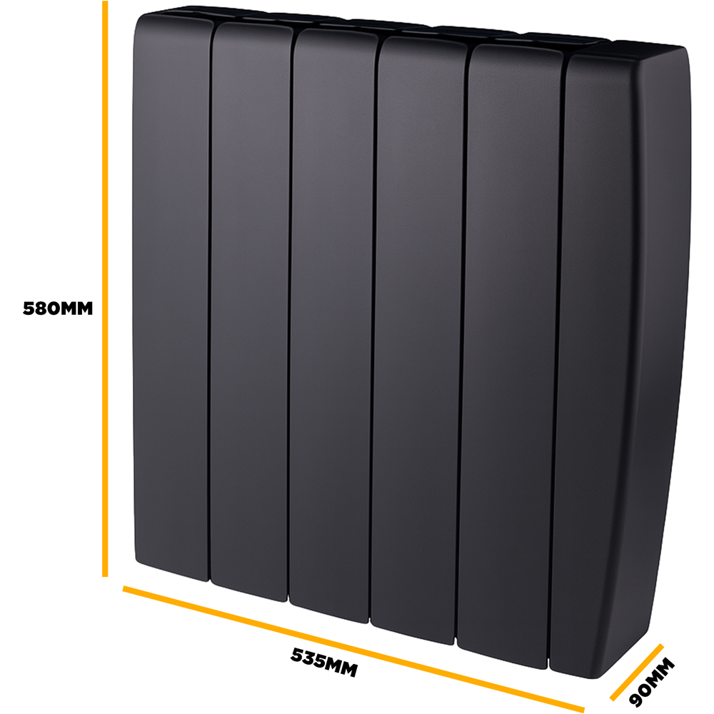 TCP Smart Black Ceramic Wall-Mounted Electric Panel Radiator 1500W Image 7