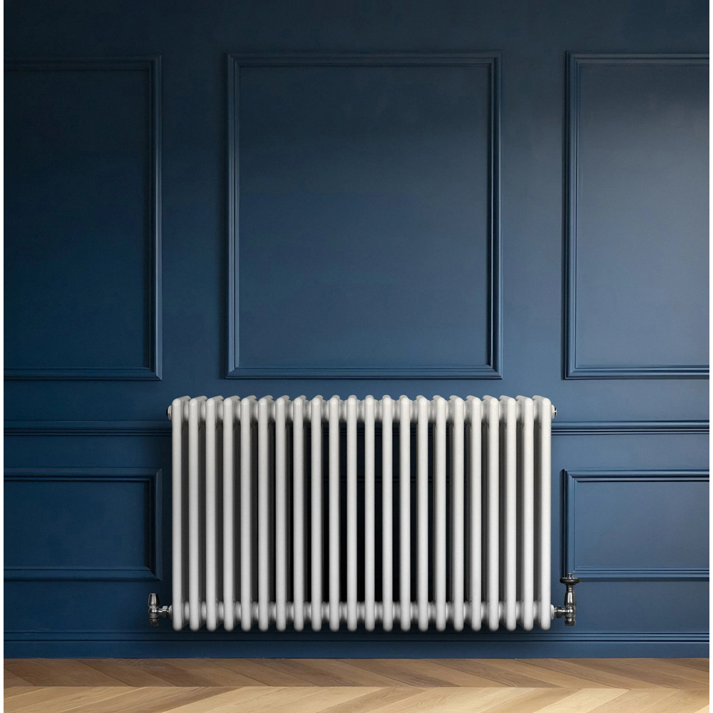 MonsterShop White 4 Column Radiator and Chrome Valve Set 4367 BTU 600 x 1010mm Image 2