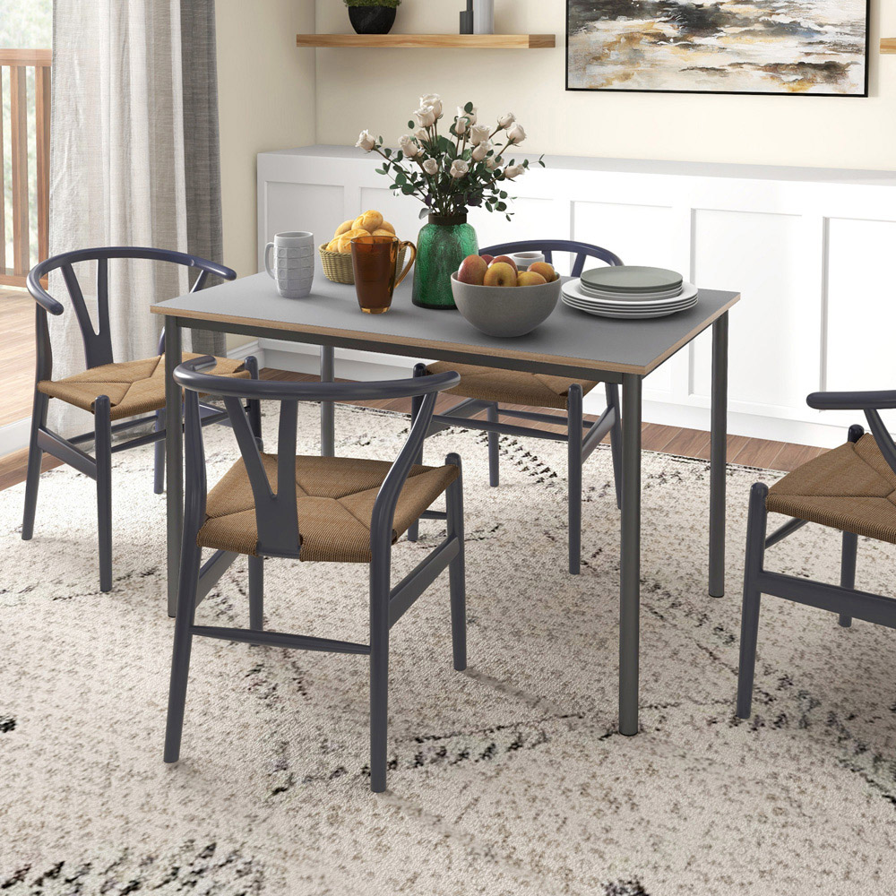HOMCOM 120cm Minimalistic Dining Table Steel Frame Foot Pads Simple Style Grey Image 7
