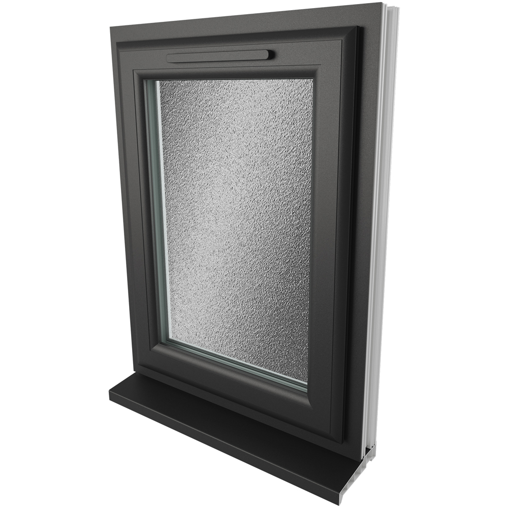 Crystal Black and White RH Side Hung Obscure Double Glazed Window 610 x 965mm Image 4