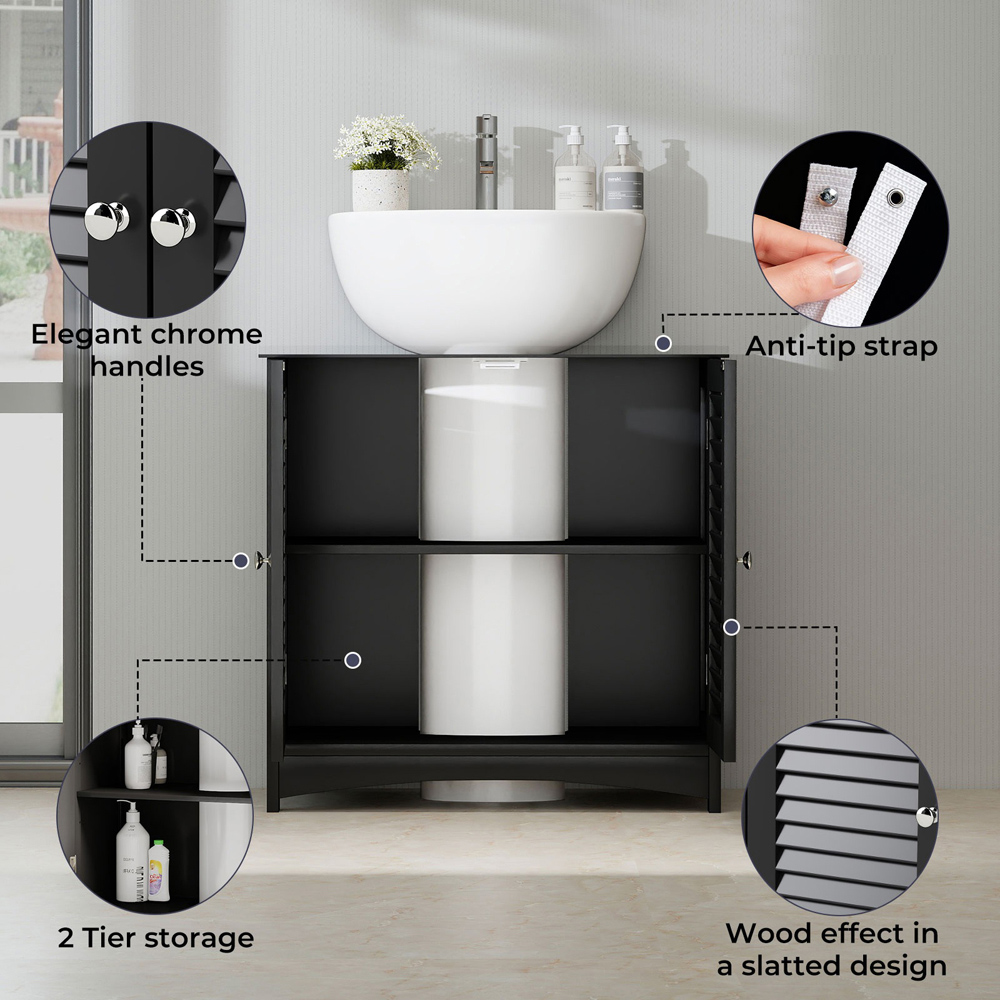 Levede Black 2 Door Bathroom Under Sink Vanity Unit Image 5