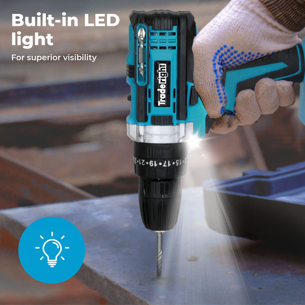 Traderight HW0263 Cordless Combi Drill Driver with 2 Batteries 21V Image 7