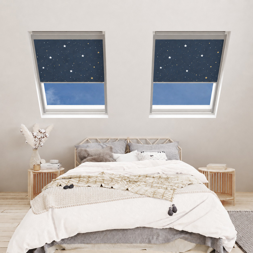 Bloc Blinds Night Sky Blackout Silver Frame Size P08 Velux Roof Window Skylight Blind Image 2