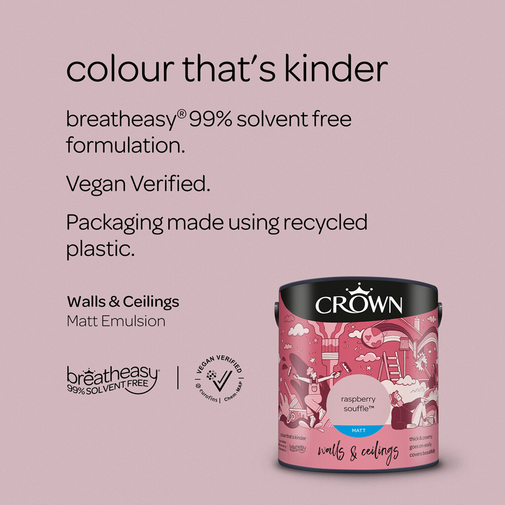 Crown Walls & Ceilings Raspberry Souffle Matt Emulsion Paint 2.5L Image 10