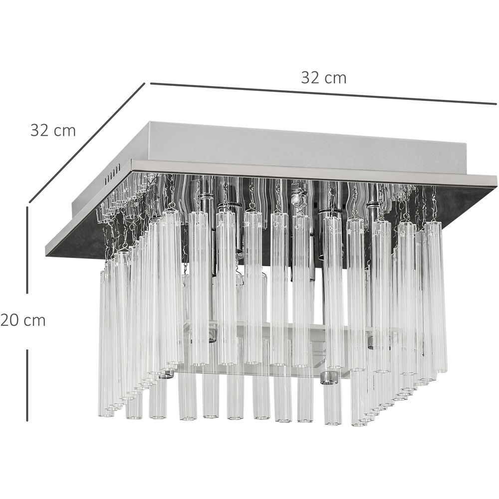 HOMCOM Raindrop Crystal Chandelier Flush Mount Ceiling Light G9 Bulbs Required Image 9