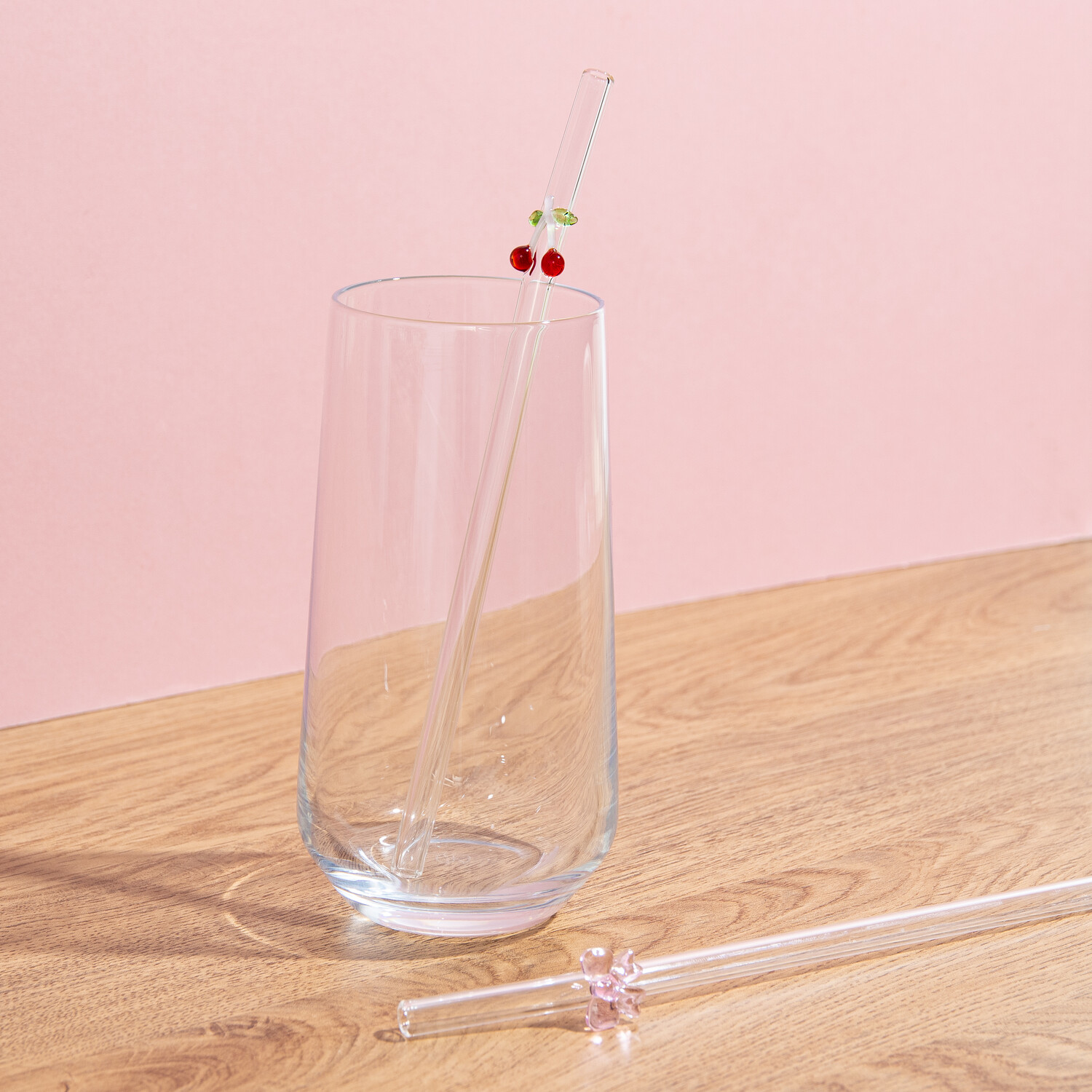 Cherry and Pink Bow Straws Image 2