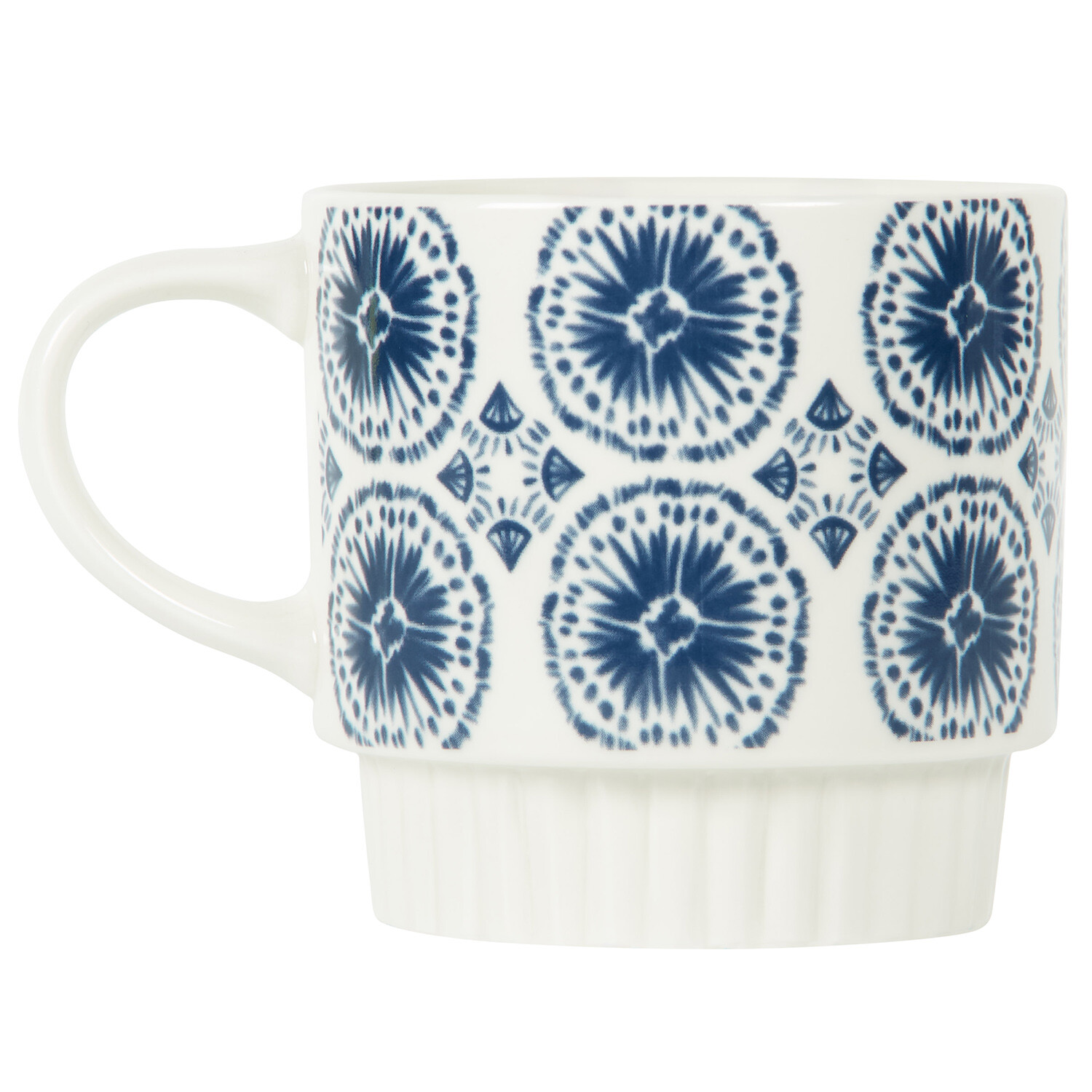 Pack of 4 Blue Pattern Stacking Mugs - Blue Image 2