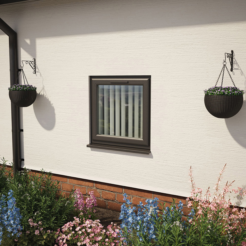 Crystal Black and White Top Hung Opener Obscure Double Glazed Window 820 x 820mm Image 2