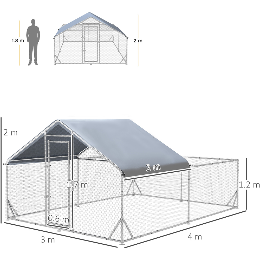 PawHut Walk-In Chicken Run, Hen House, for Ducks, Rabbits w/ Water-Resist Roof Image 9