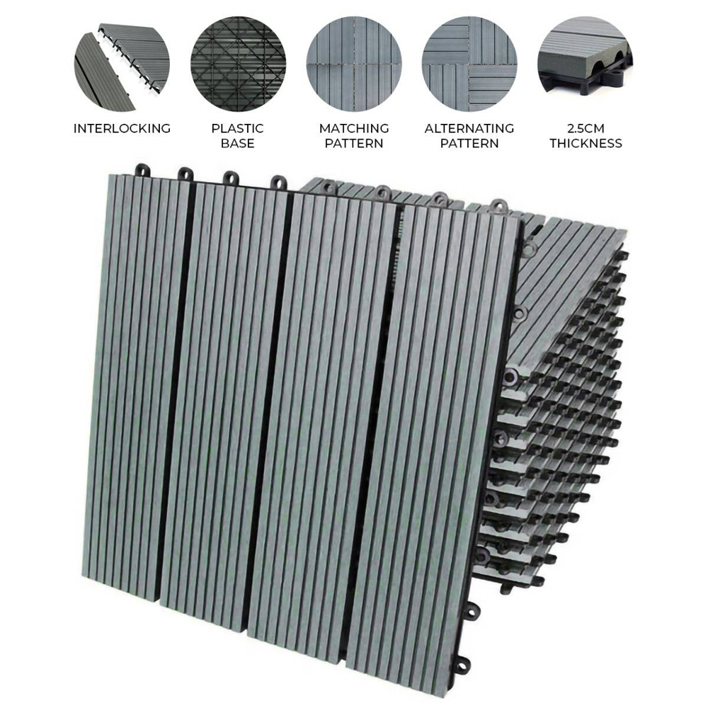 MonsterShop WPC Grey Decking Floor Tile 30 x 30cm 99 Pack Image 5