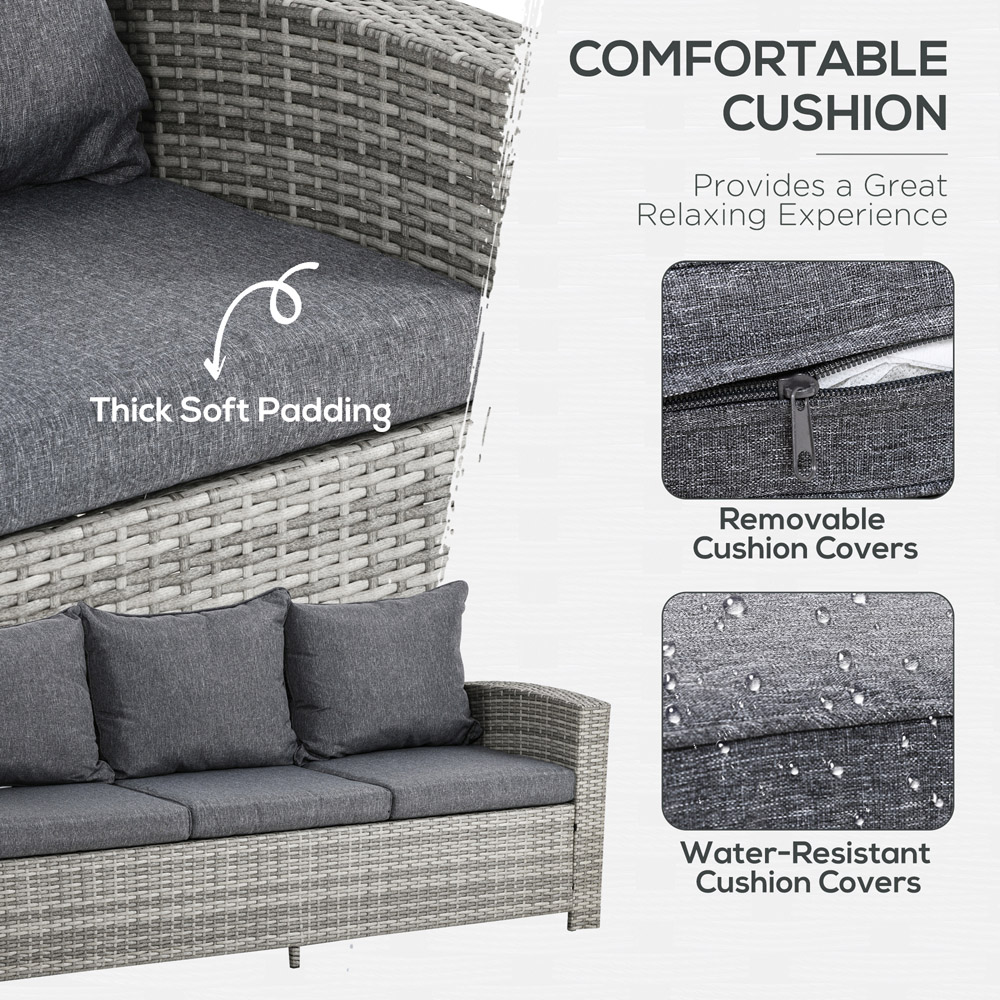 Outsunny 7 Seater Grey PE Rattan Dining Sofa Set Image 5