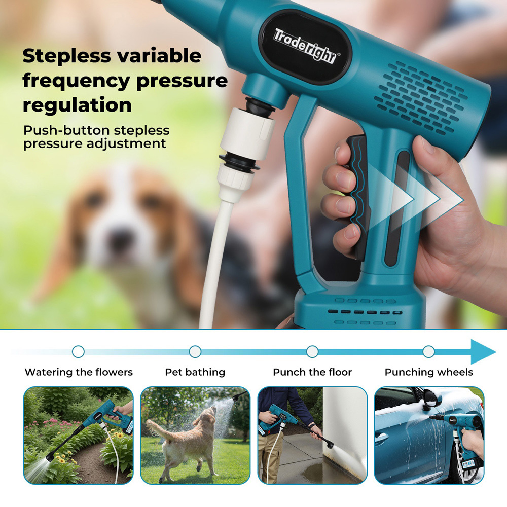 Traderight HW0297-UK Cordless Handheld Pressure Washer 50 Bar with 2 Batteries Image 6