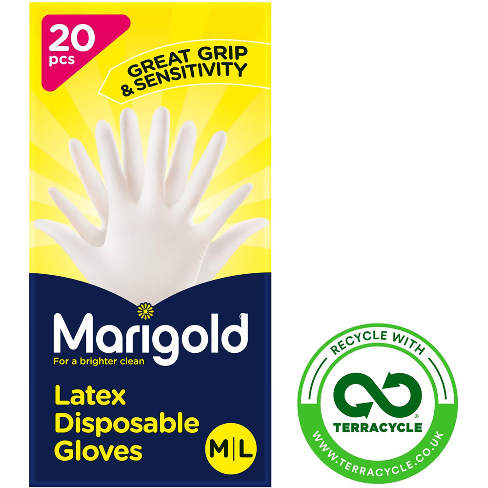 Marigold Medium Large Latex Disposable Gloves 20 Pack Image 4