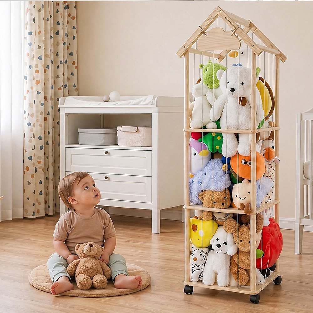 Levede House-Shaped Kids Toy Organiser with Lockable Wheels Image 3