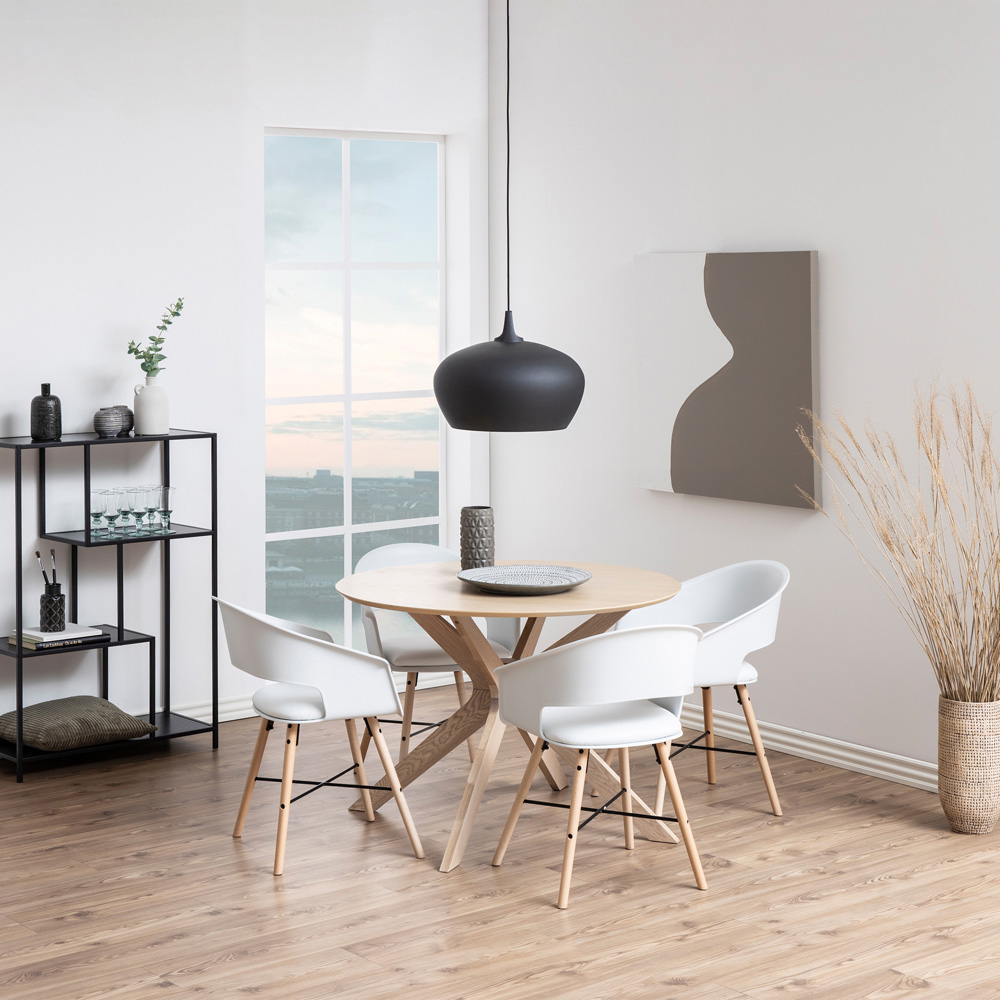 Furniture To Go I_Duncan White Oak 4 Seater Round Dining Table Image 3