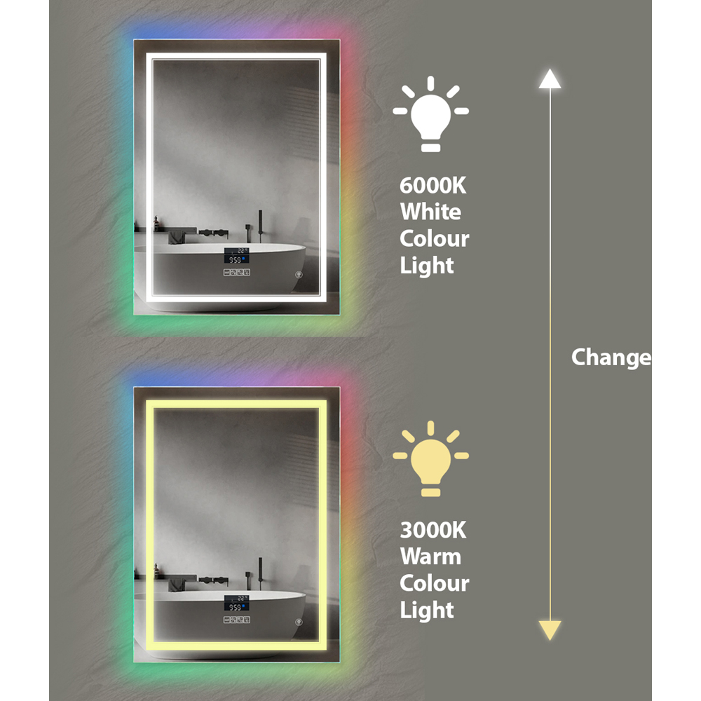 ENER-J RGB LED Anti-Fog Rectangular Mirror with Bluetooth Speaker 70 x 50cm Image 5
