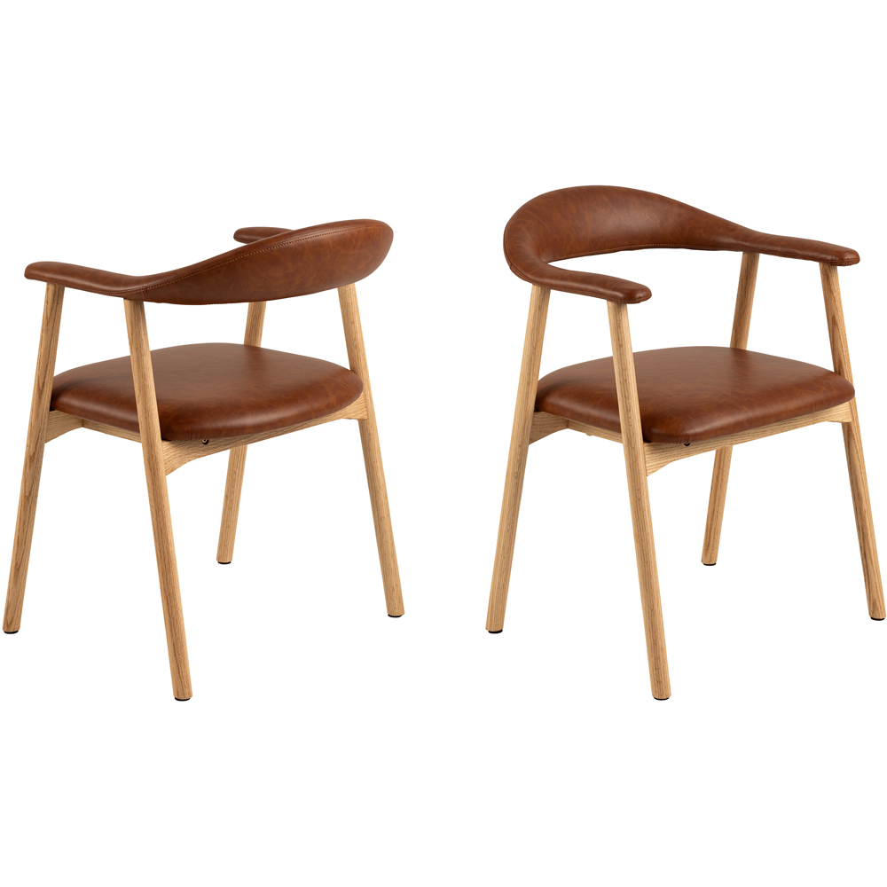 Furniture To Go Addi Retro Brandy PU Leather Dining Chair with Armrest Set of 2 Image 2