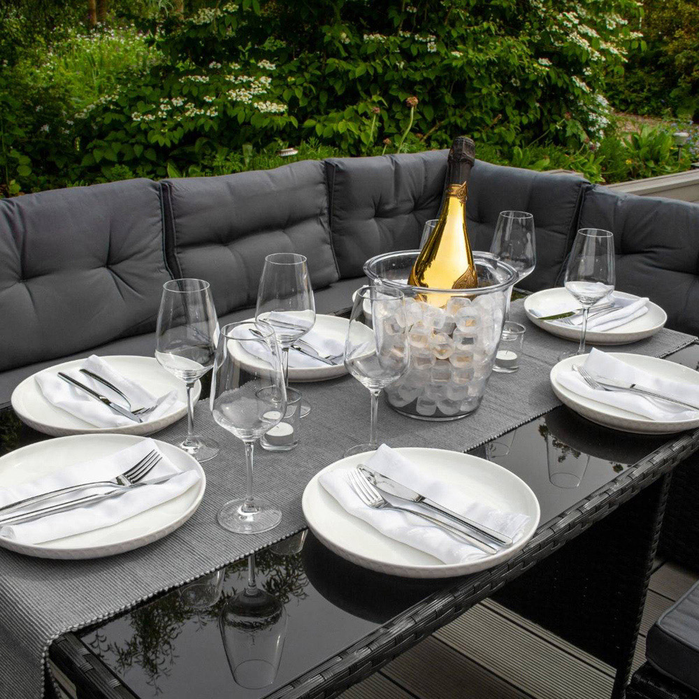 Jardi 9 Seater Black Rattan Outdoor Corner Sofa Set Image 5