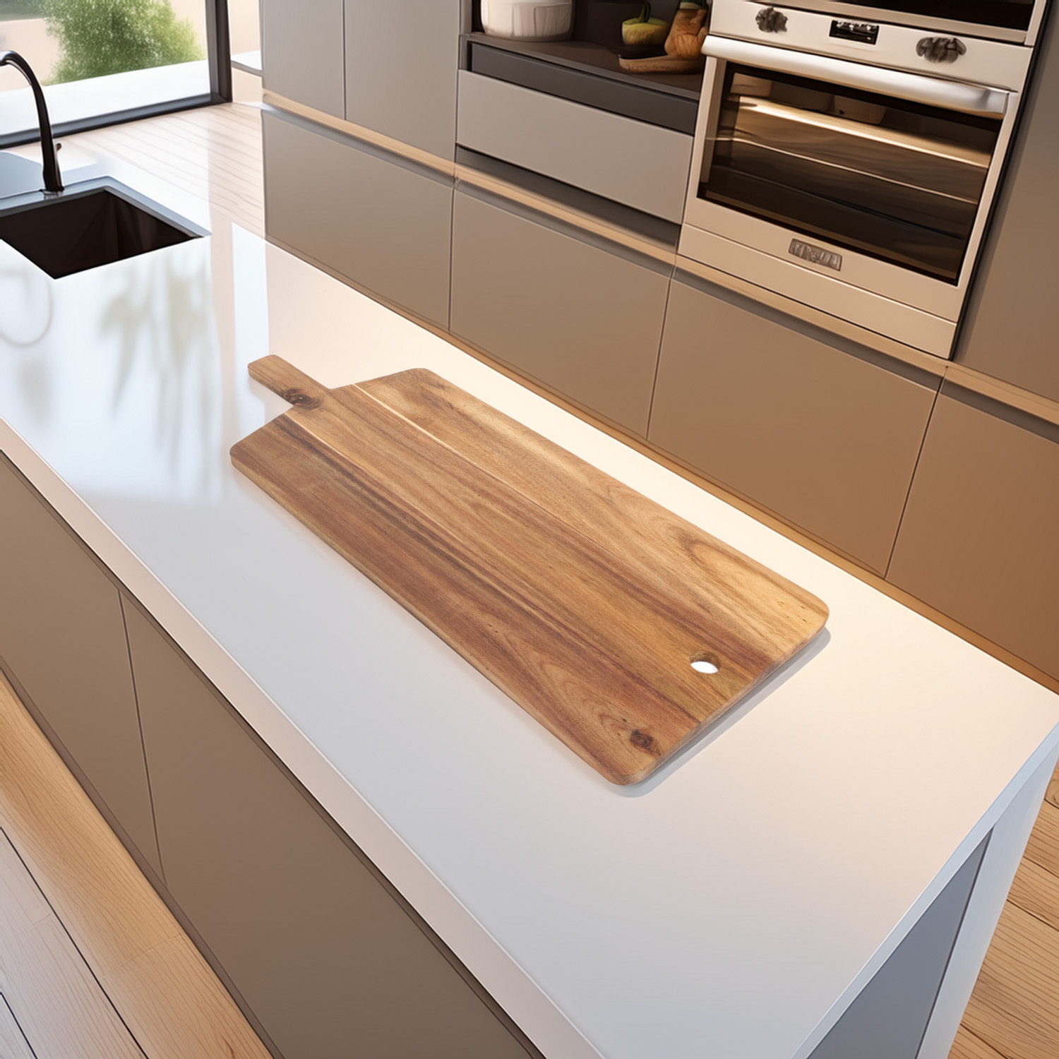 Acacia Handled Serving and Chopping Board Natural Image 2
