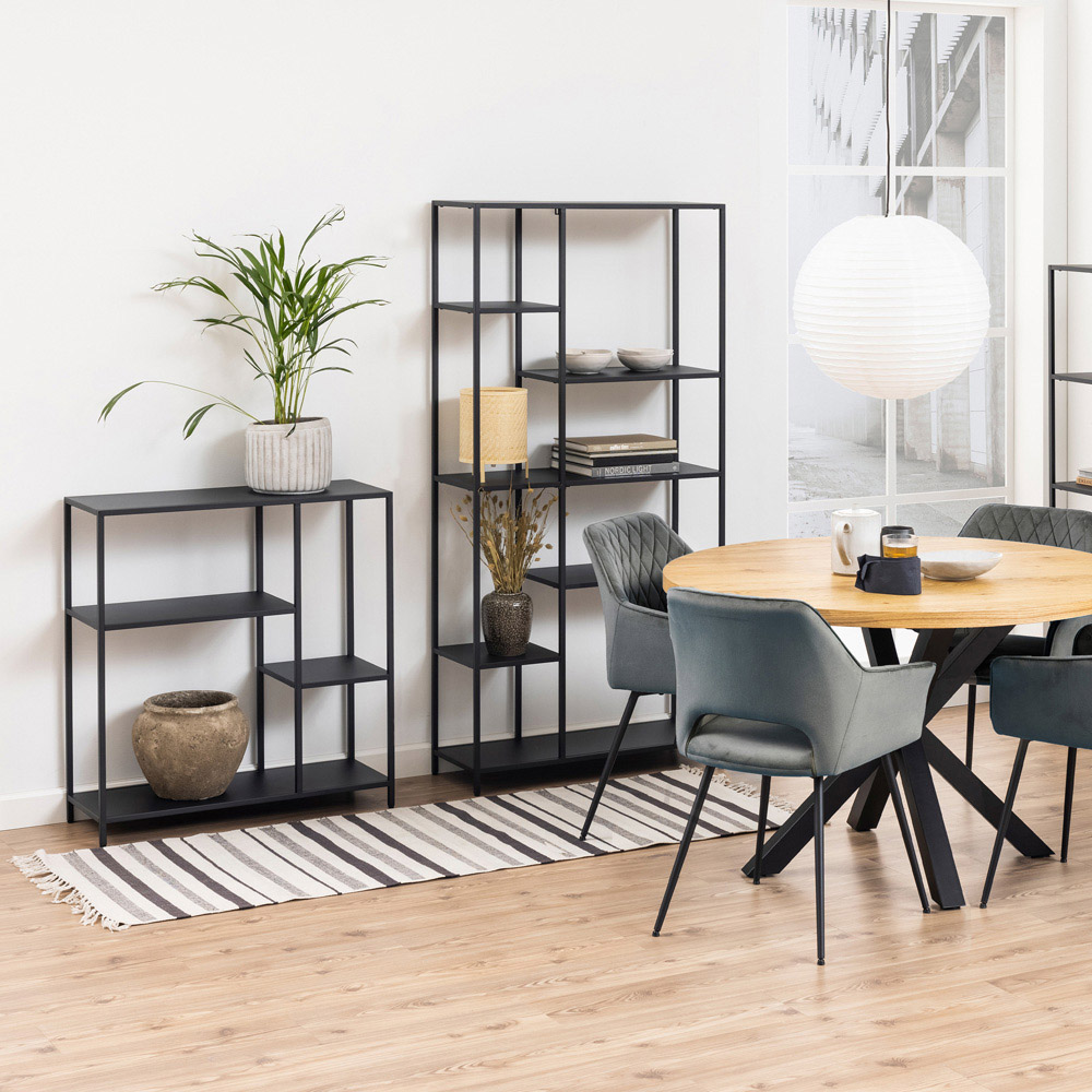 Furniture To Go Newcastle Matt Black 3 Shelf Asymmetrical Bookcase Image 8
