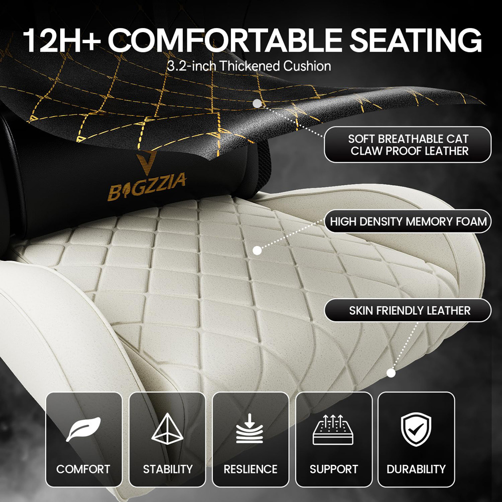 Rattrix Red PU Leather Reclining Gaming Chair with RGB LED Lights Memory Foam Seat and Footrest Image 4