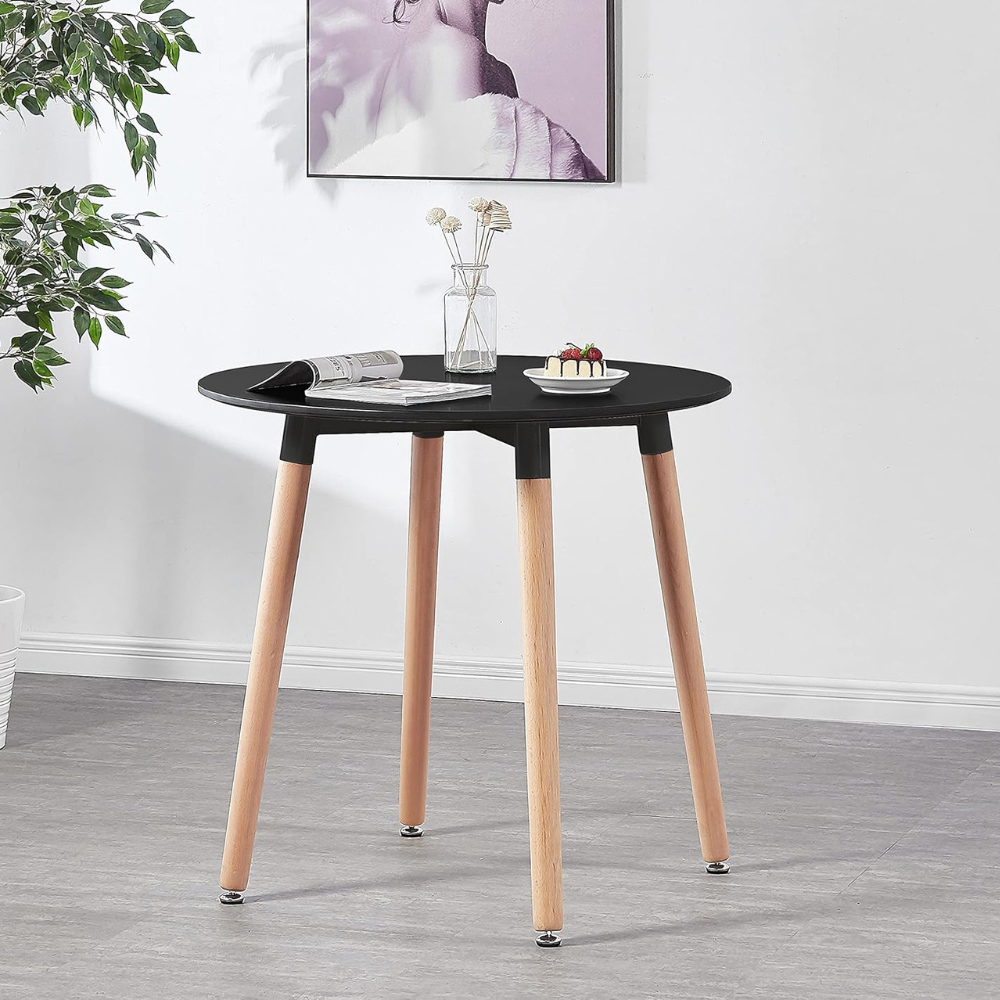 Life Interiors Halo Lorenzo Black and White Wood and Plastic 2 Seater Round Dining Set Image 5
