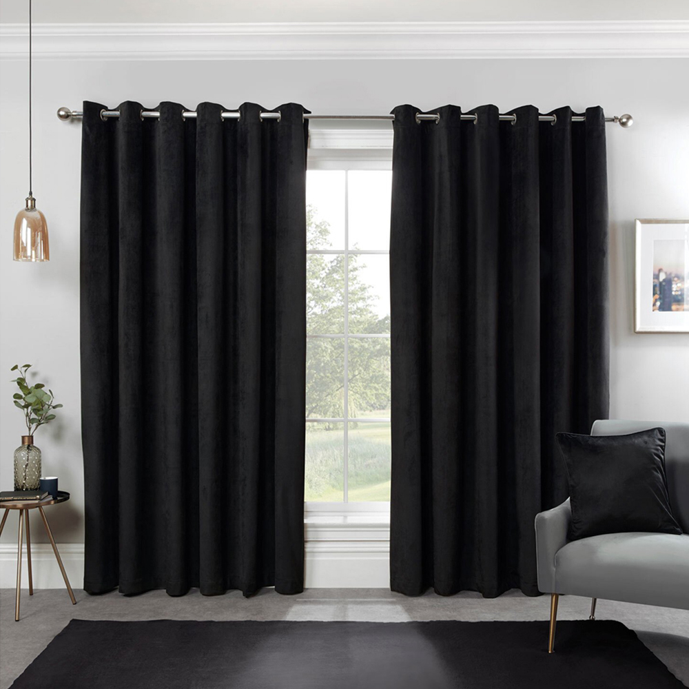 Divante Vermont Black Velvet Blackout Curtain 183 x 168cm Image 2