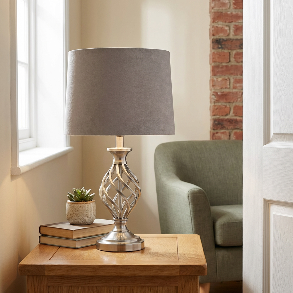 Alessia Velvet Effect Shade Twist Table Lamp Image 4