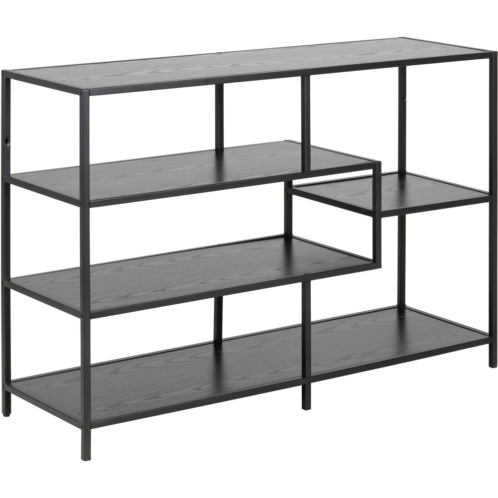 Furniture To Go Seaford Black Oak 4 Shelf Wide Bookcase Image 7