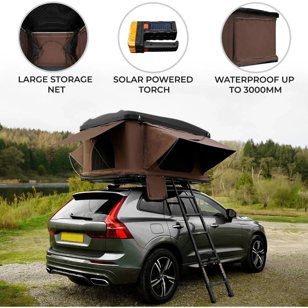 MonsterShop Brown 2-3 Person Car Roof Tent Image 4