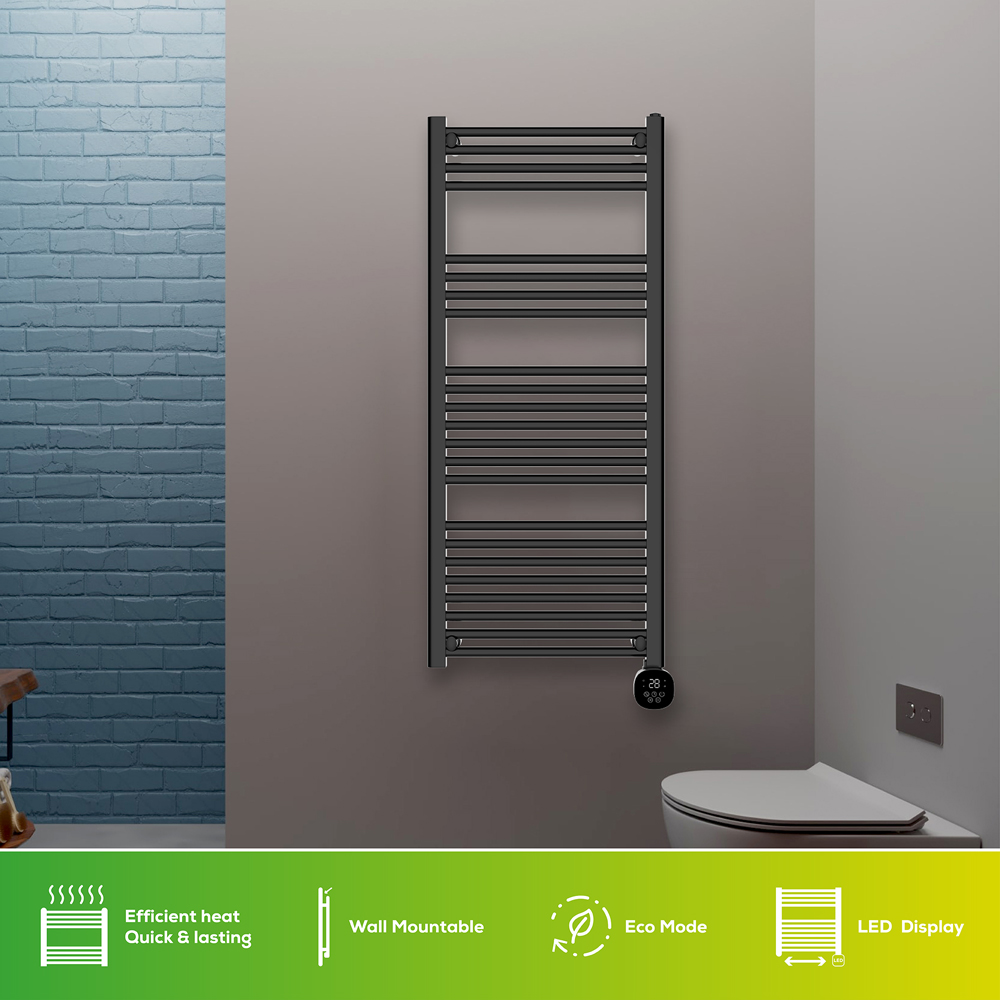TCP Smart Black Fixed Wi-Fi Towel Radiator 1000W Image 5