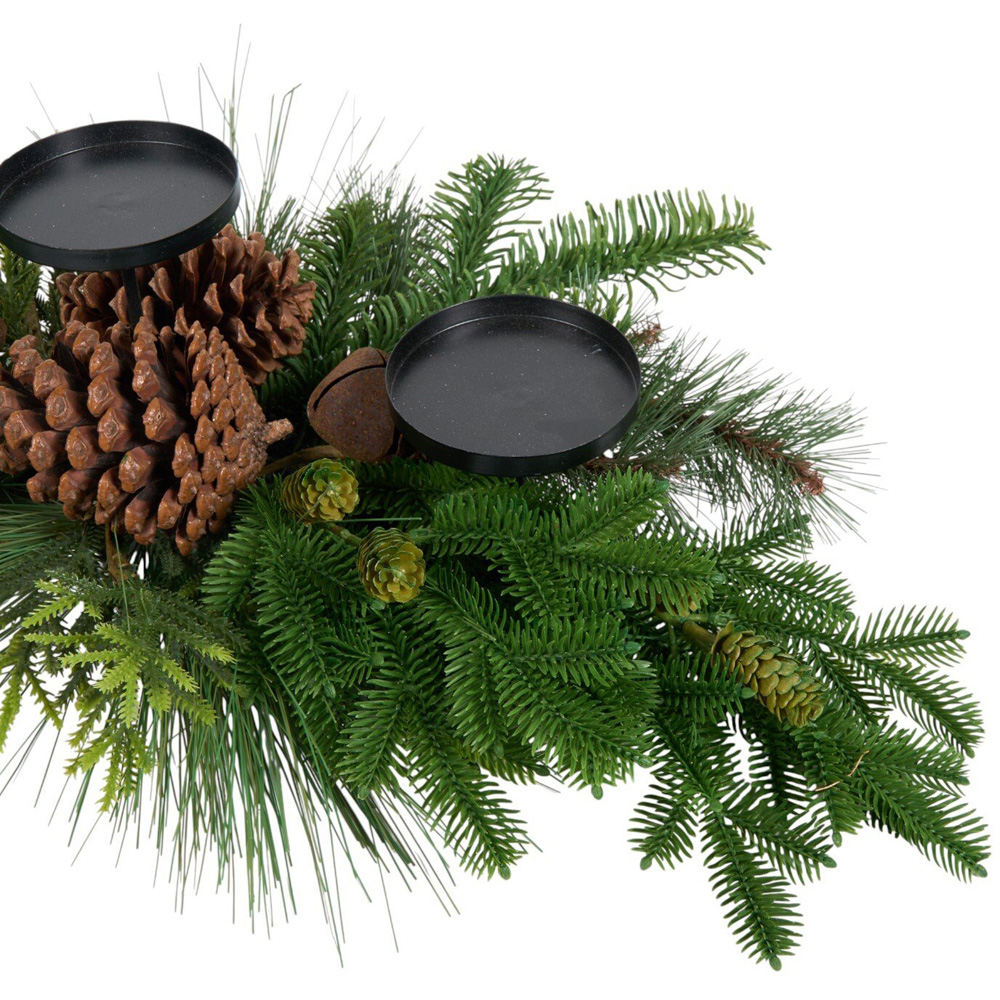 Pinecone and Bells Candle HolderGreen Image 3